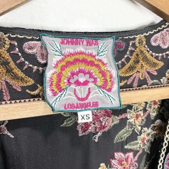 Johnny Was Lilith Maxi Wrap Dress In Black Embroidered XS - Picture 6 of 7